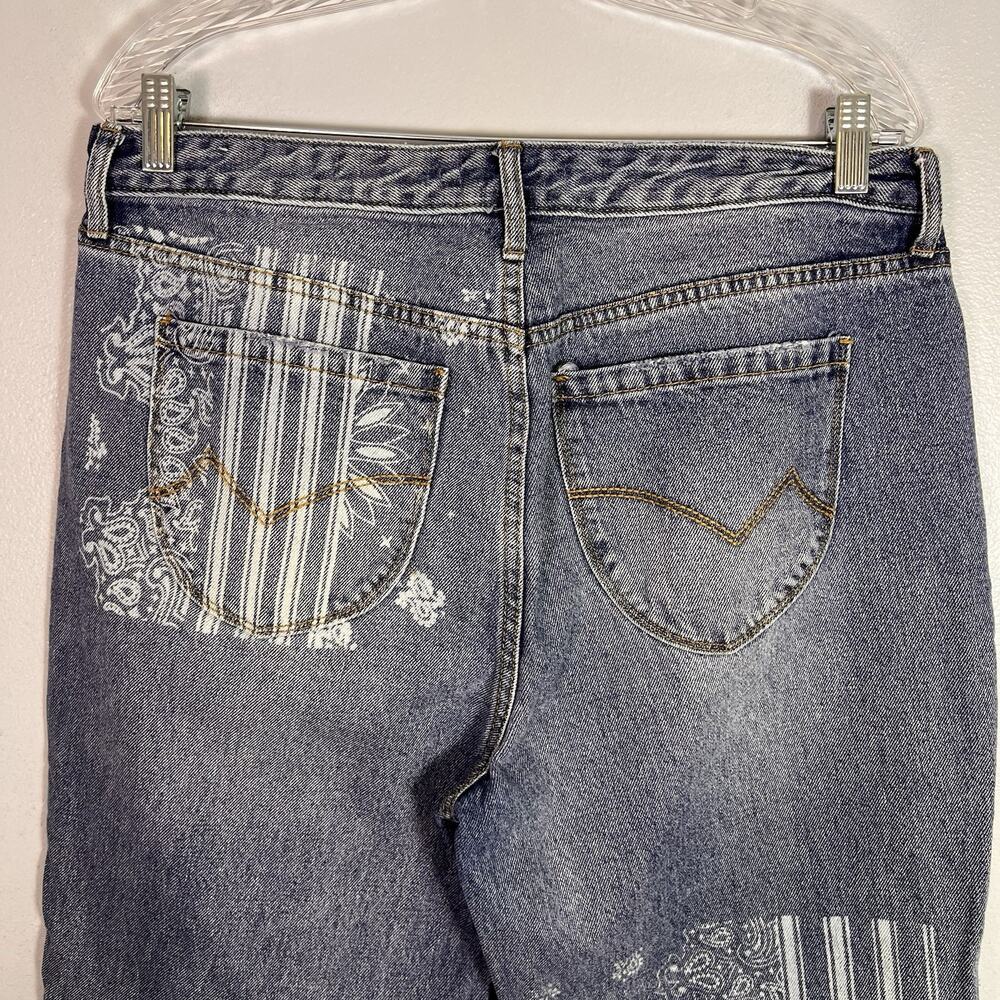 CLEO + Wolf Women's High Rise Straight Jeans Embroidered Patchwork 31x30 Boho - Picture 11 of 16